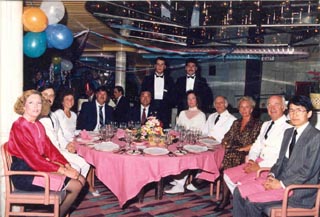 The group of 'celebrities' honored to join the captain for dinner (I'm next to him)!